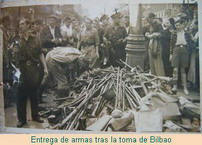 Entrega de armas tras la toma de Bilbao.