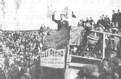 Buenaventura Durruti en el mitin de Len.