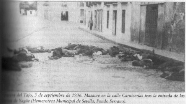 Talavera del Tajo, 3 de septiembre de 1936. Masacre en la calle Carniceras tras la entrada de las tropas de Yage. (Hemeroteca Municipal de Sevilla. Fondo Serrano).